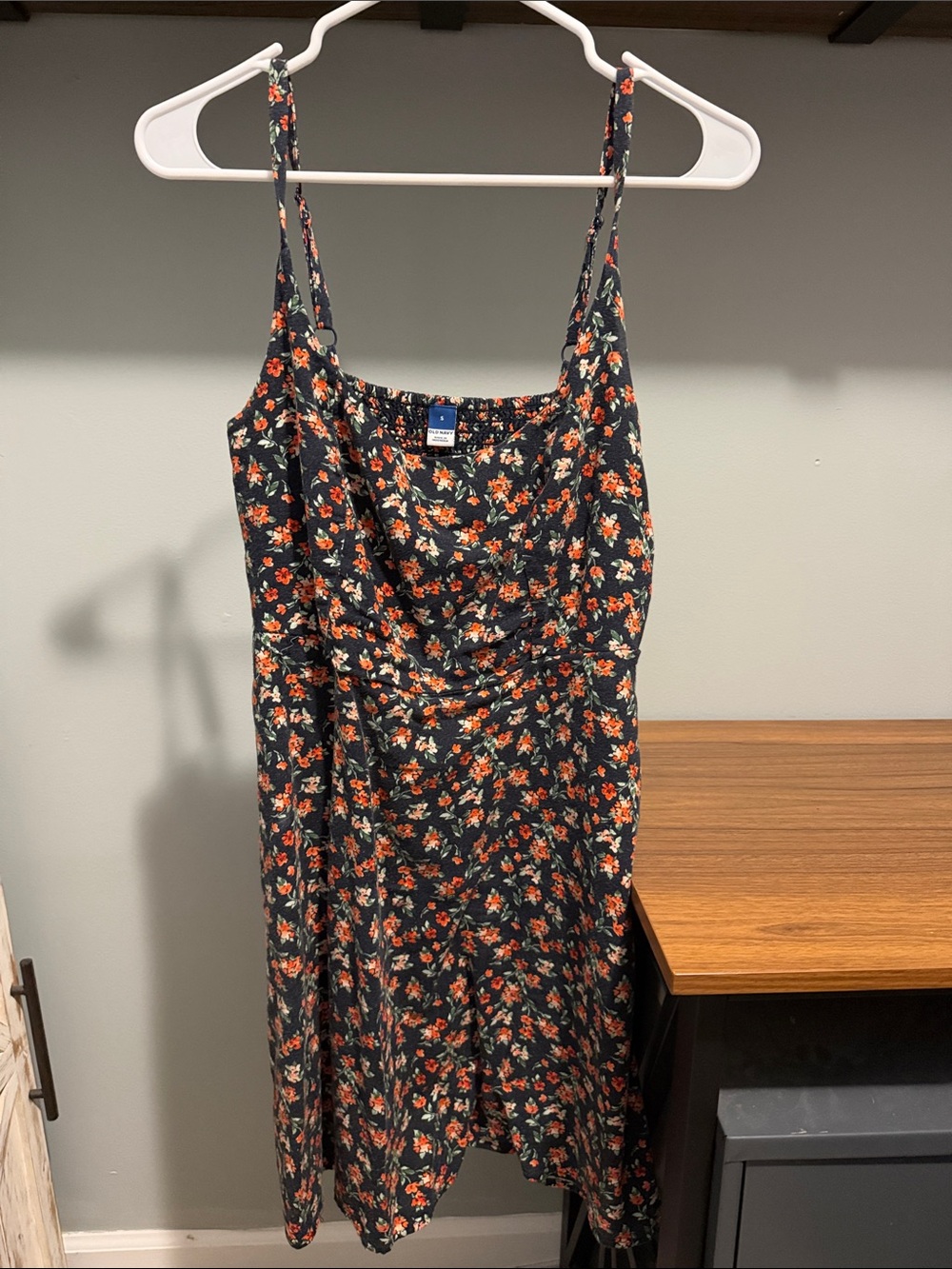 OLD NAVY Navy Floral Slip Dress with Red Accent